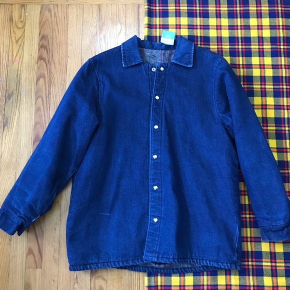 Vintage Other - Vintage Blanket Lined Denim Snap Front Jacket